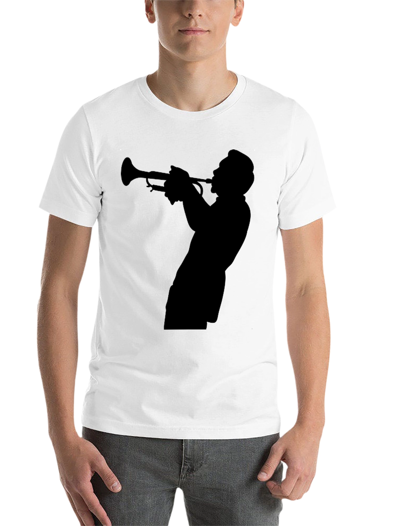 Black Jazz Trumpet Silhouette T-Shirt view 14