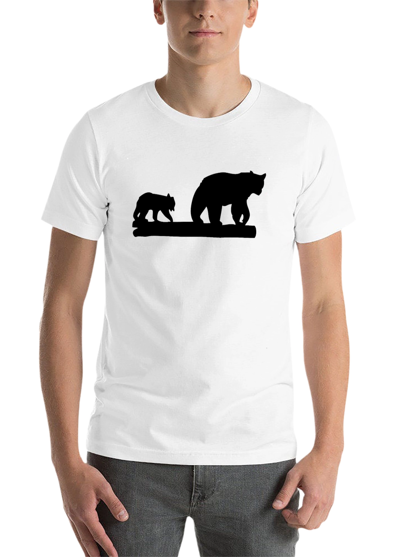 Black Black Bear Family Silhouette T-Shirt view 14