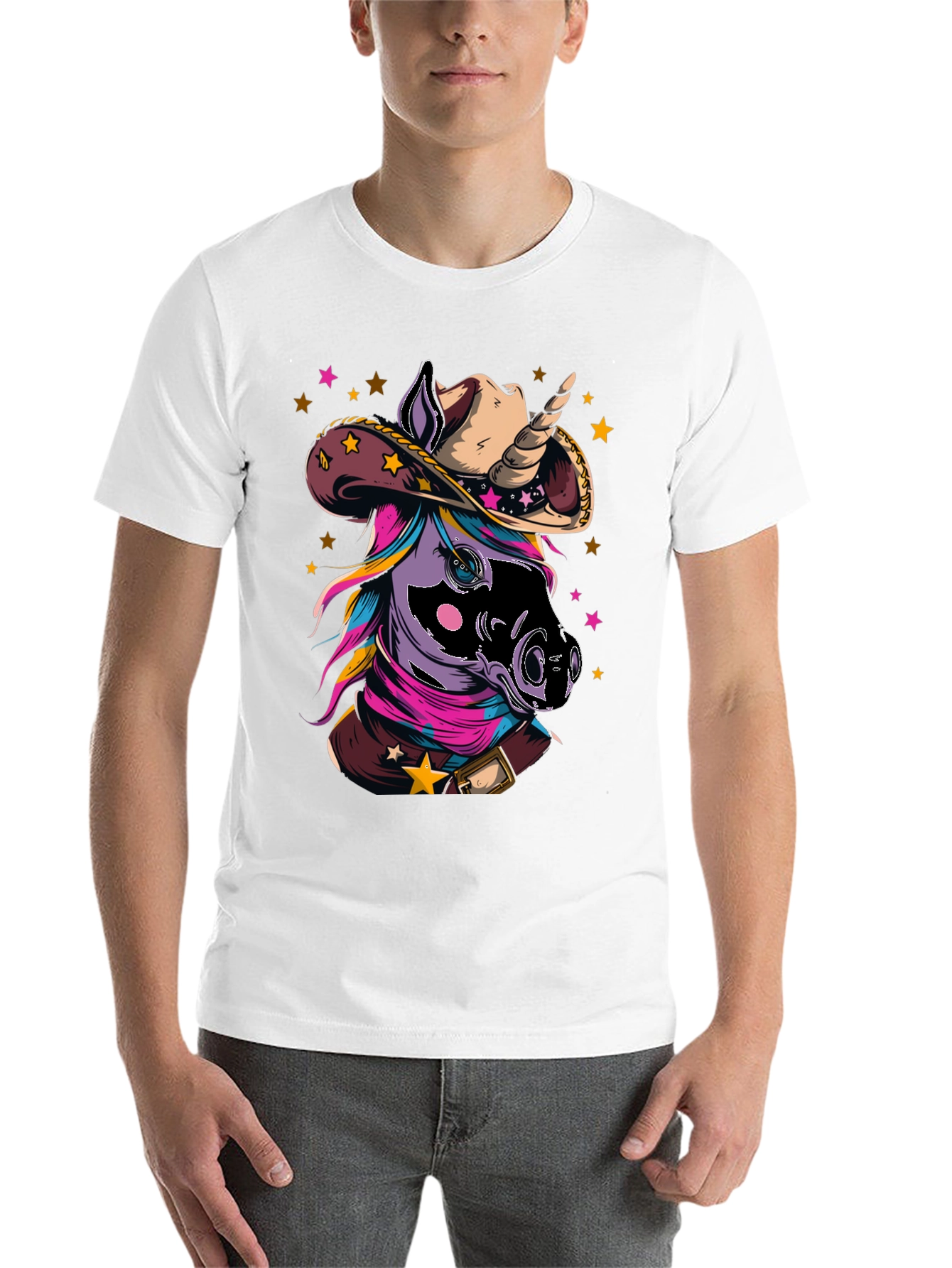 Black Cowboy Unicorn T-Shirt - Western Style Tee view 14
