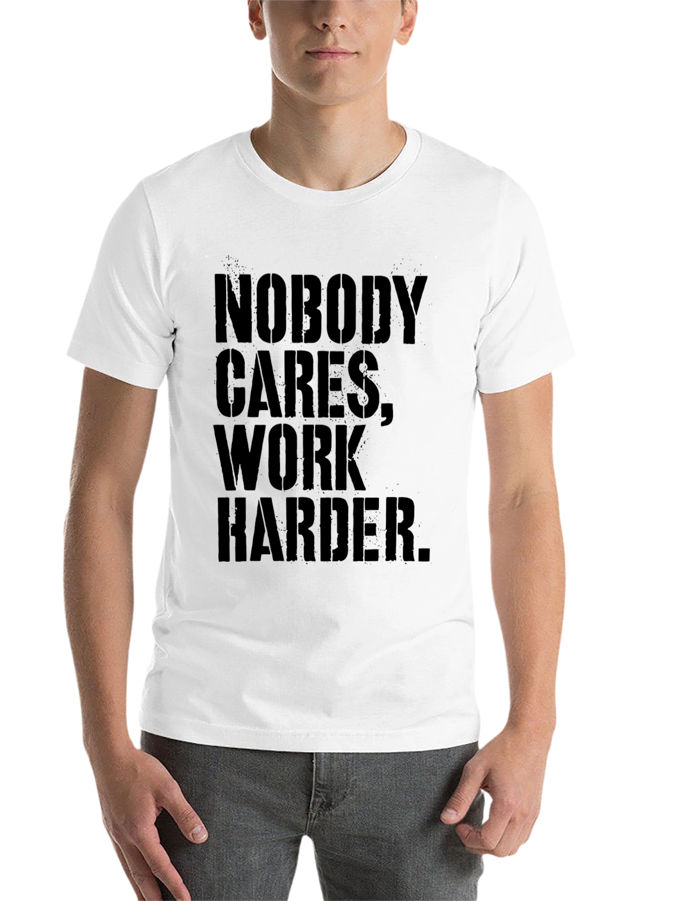 Black Motivational 'Nobody Cares, Work Harder' T-Shirt view 14