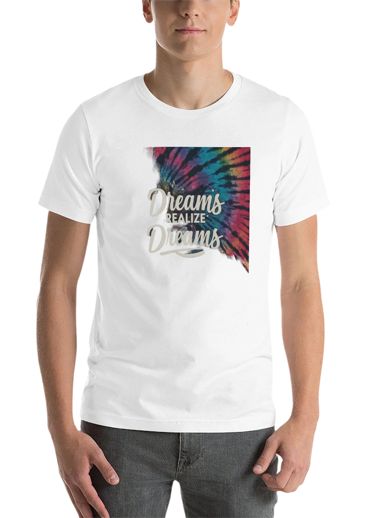 Black Dreams Realize Dreams Tie-Dye Graphic T-Shirt view 14