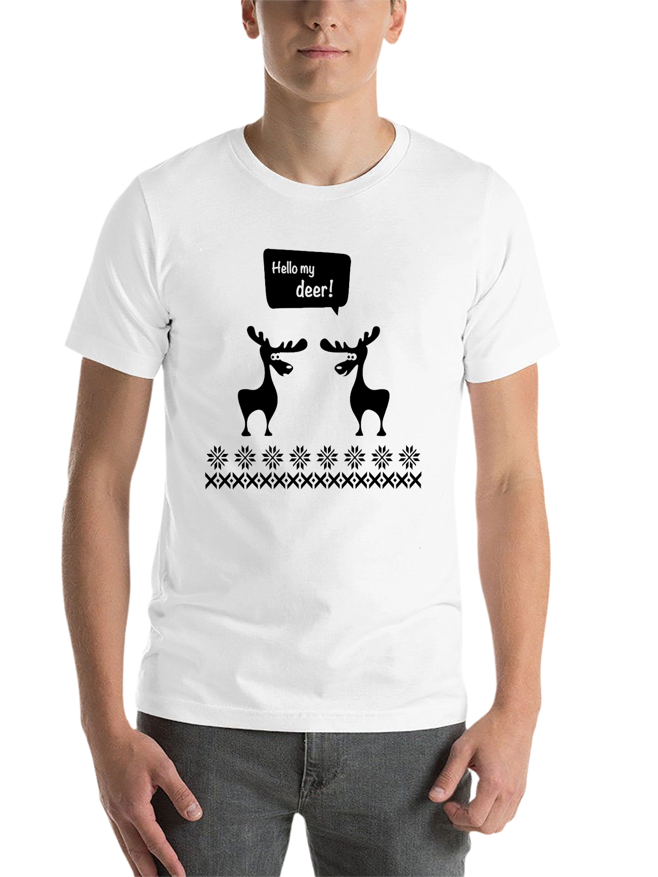 Black Hello My Deer Graphic T-Shirt - Black Crew Neck Tee view 14