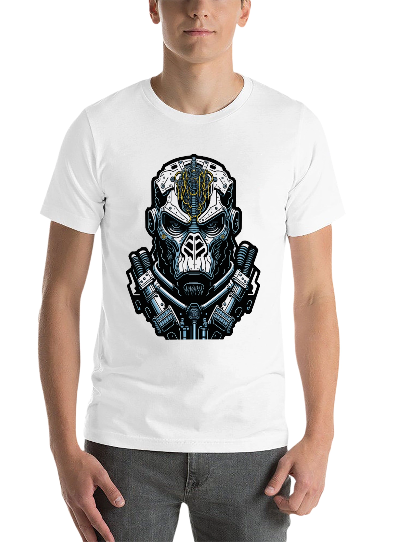 Black Cyberpunk Skull Graphic Tee - Black view 14