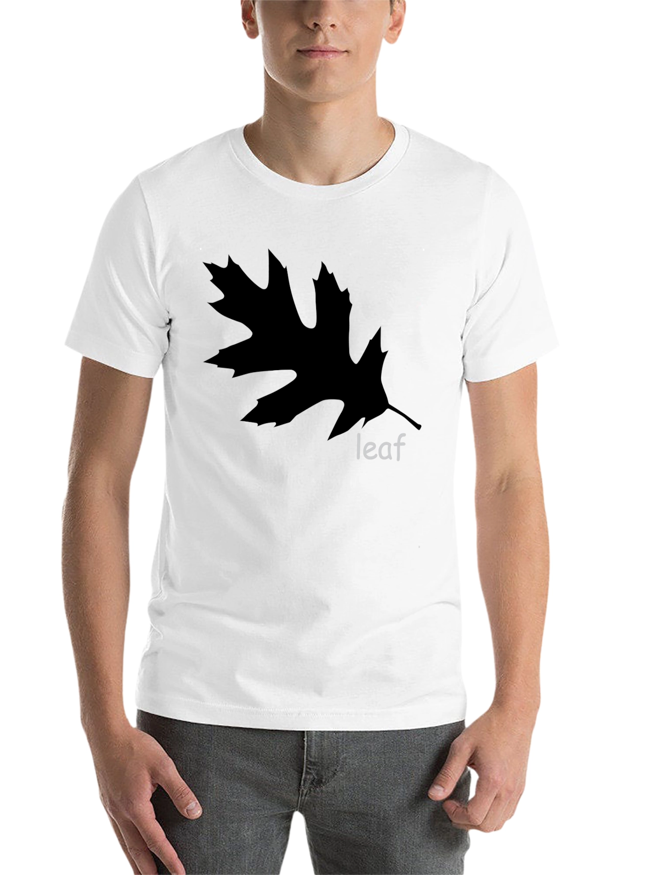 Black Leaf Graphic Black Tee - Nature Inspired Casual Wear view 14