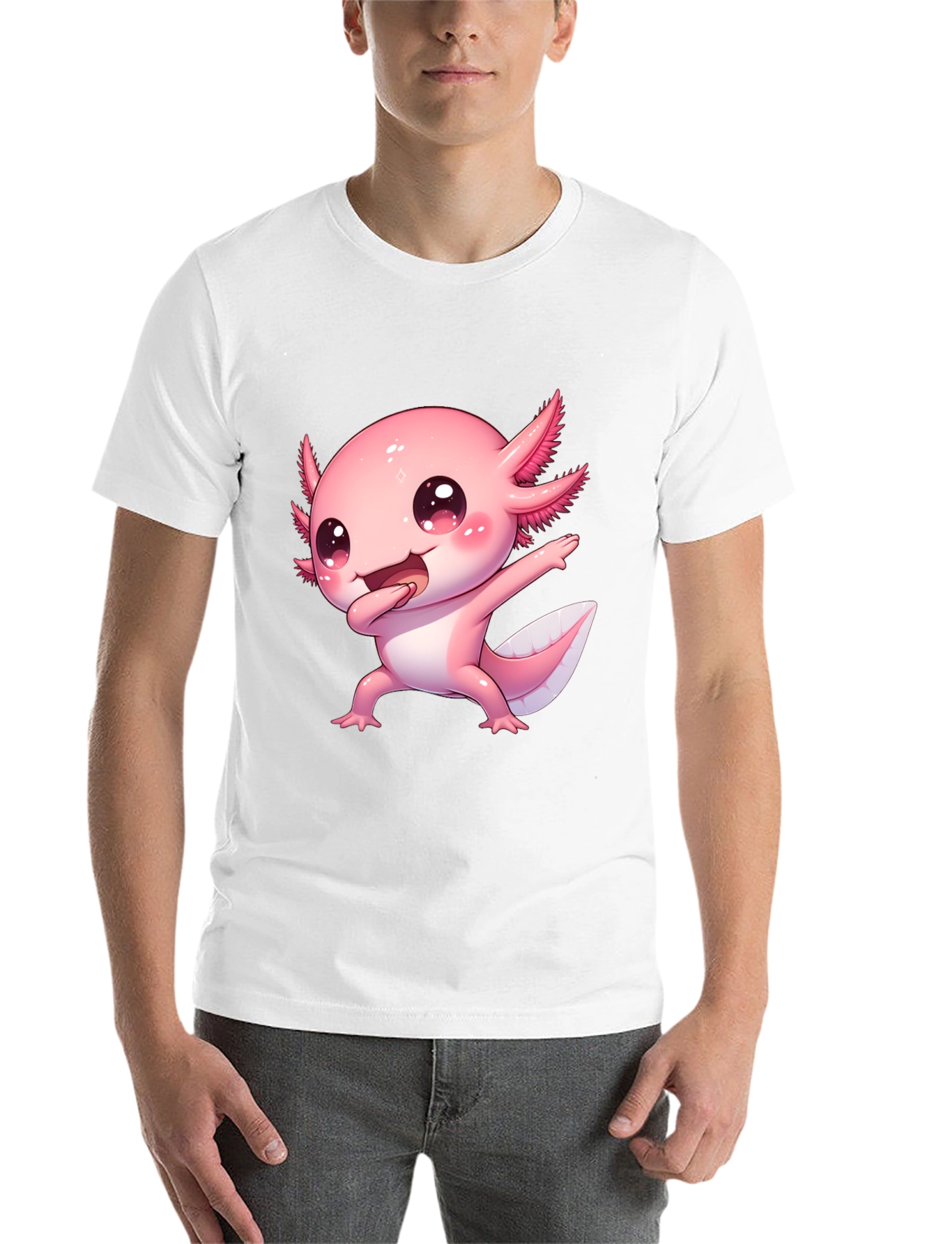 Black Cute Cartoon Axolotl Graphic Tee view 14