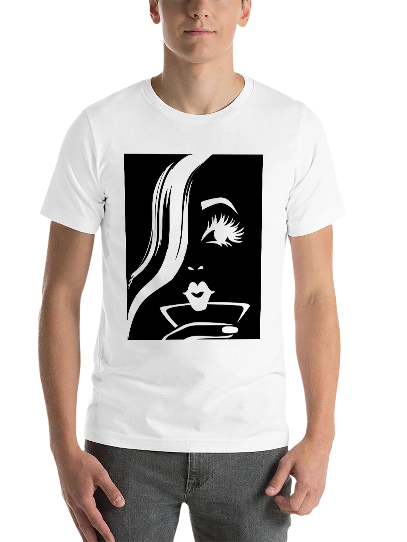 Black Silhouette Woman's Face Martini T-Shirt view 14