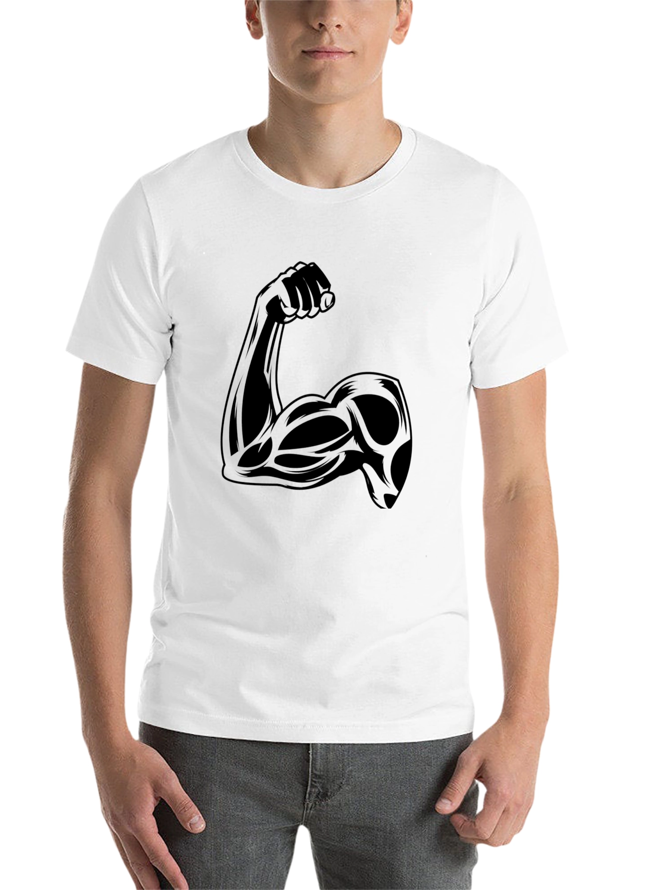 Black Muscle Arm Graphic Tee - Black view 14