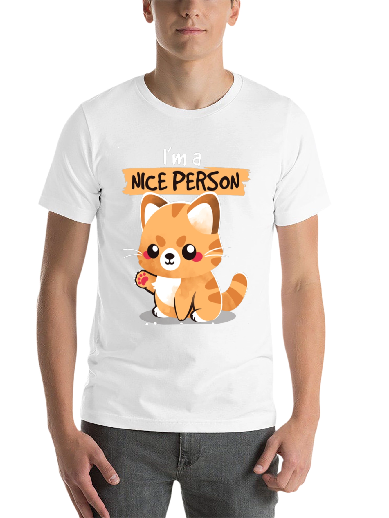 Black Cute Cat Lover T-Shirt - I'm a Nice Person view 14
