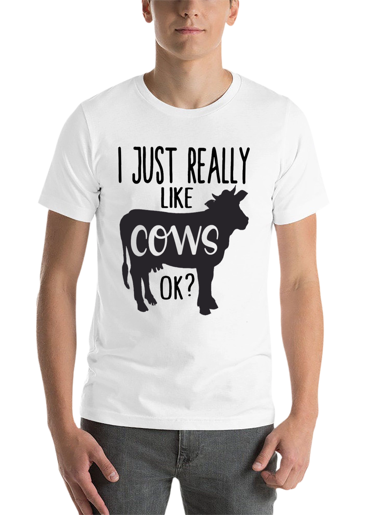 Black I Just Really Like Cows T-Shirt view 14