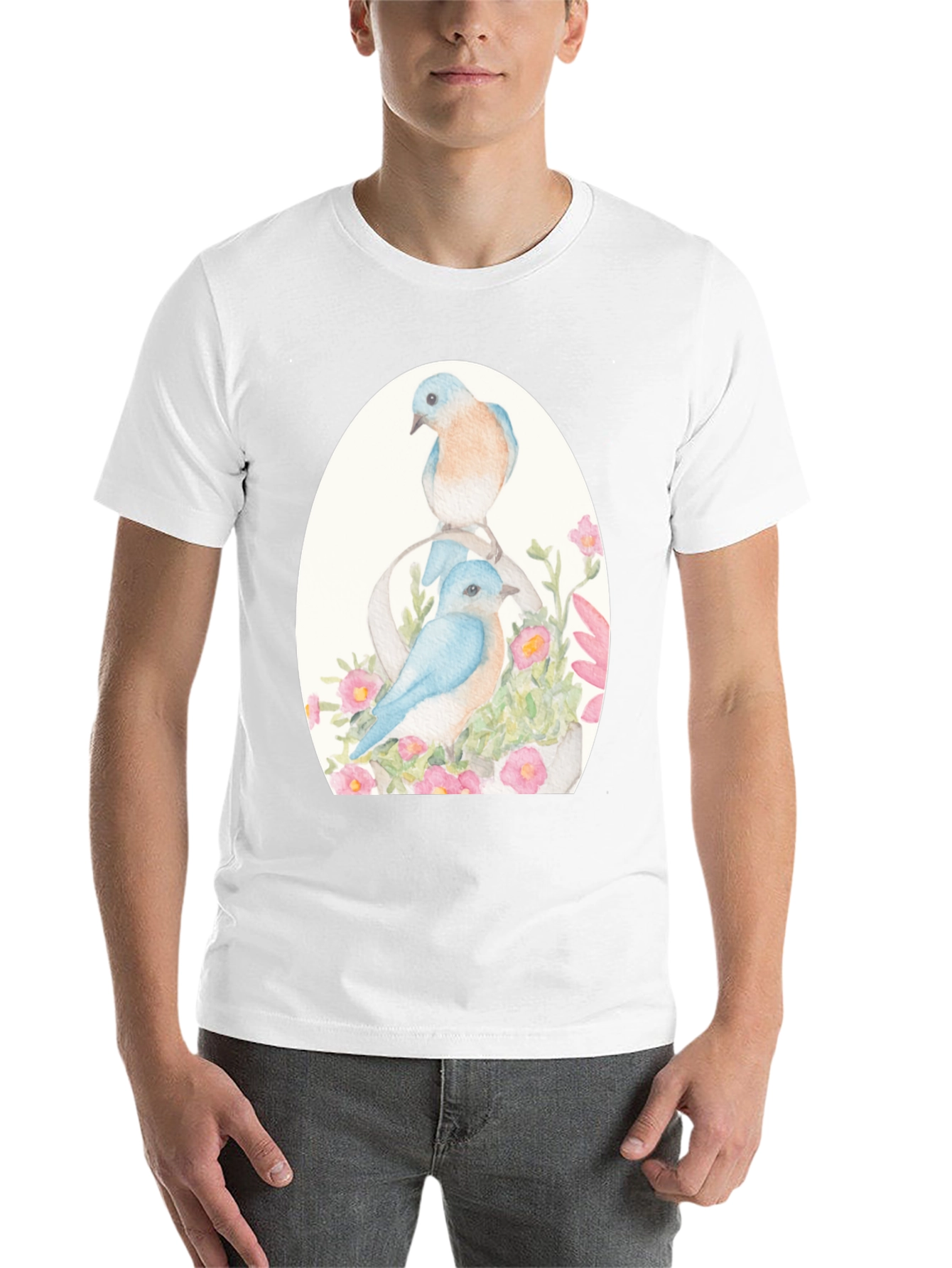 Black Bluebird Floral Graphic Tee - Nature Lover's Shirt view 14