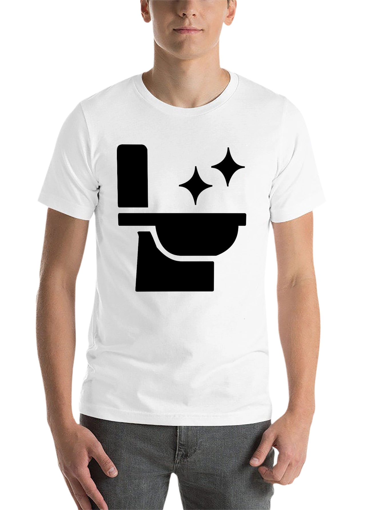 Black Funny Black T-Shirt with Clean Toilet Graphic view 14