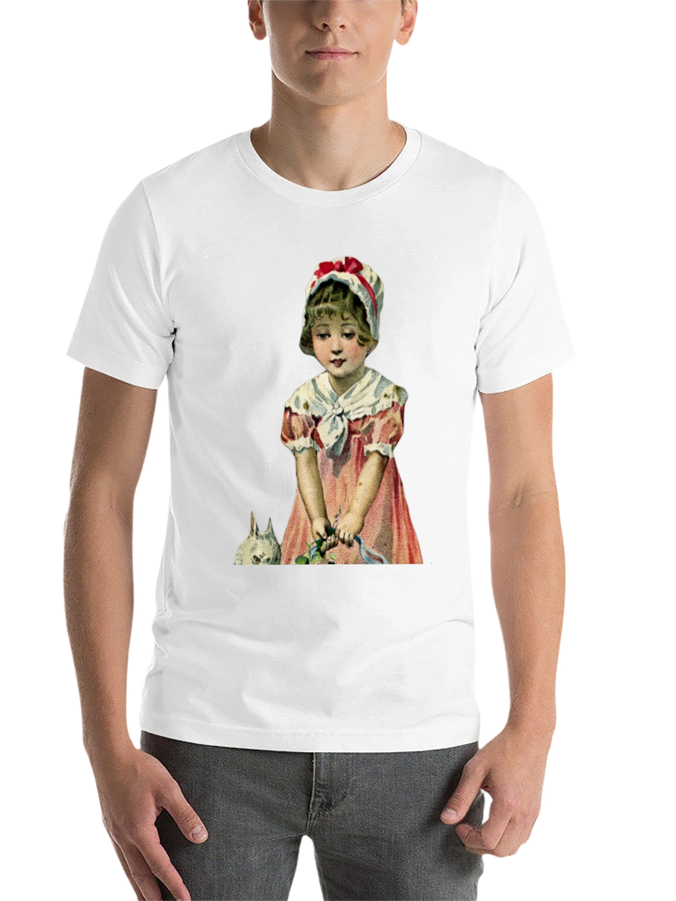 Black Vintage Girl with Rabbit T-Shirt view 14