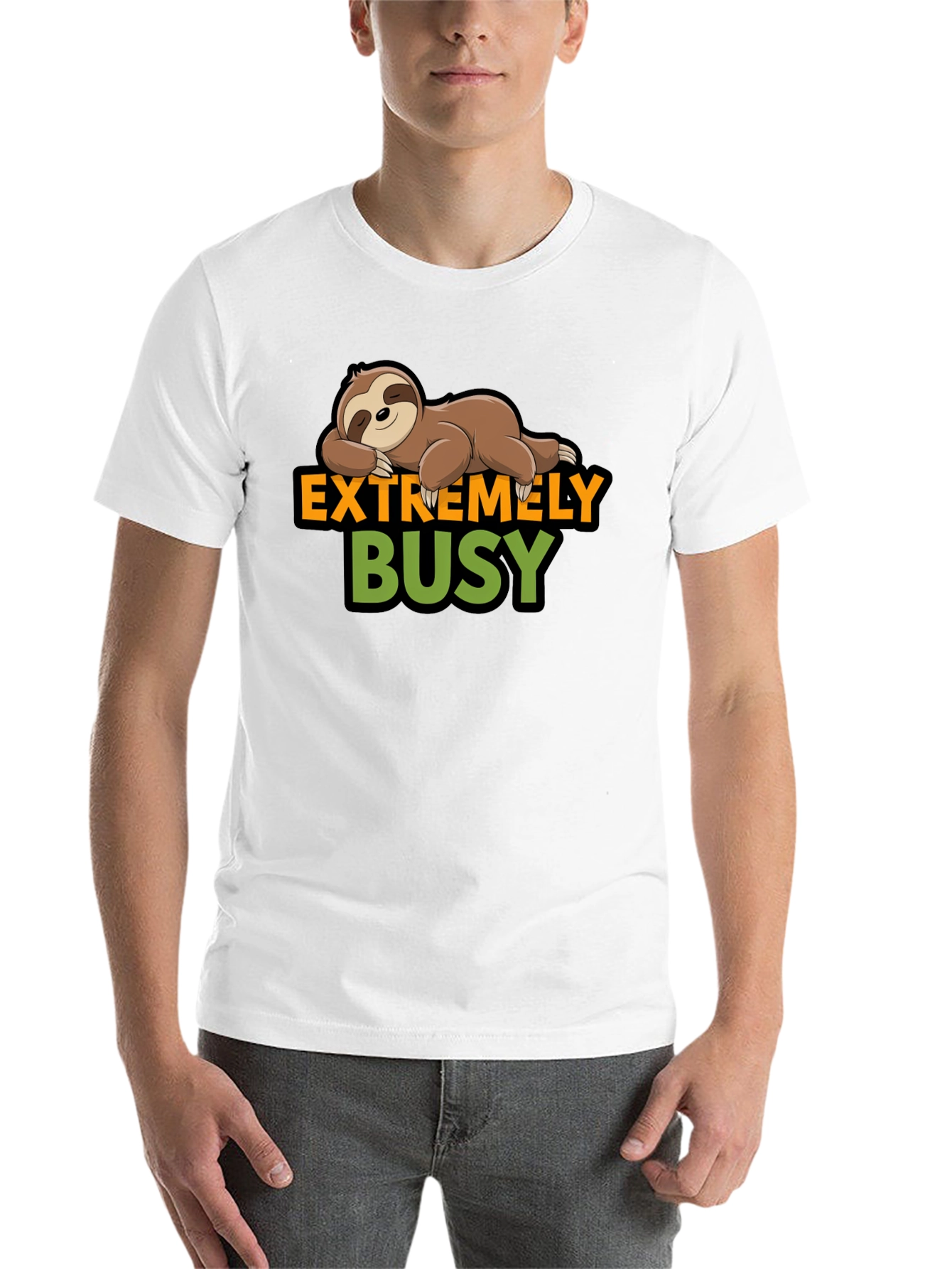 Black Extremely Busy Sloth Graphic T-Shirt view 14