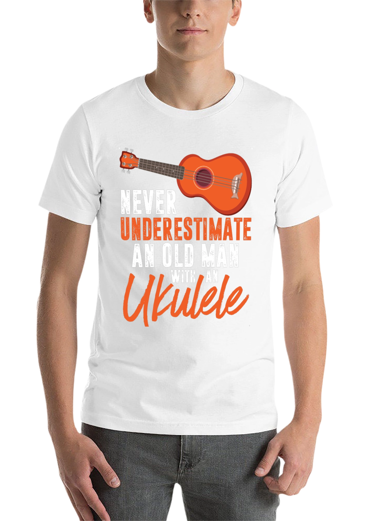 Black Ukulele Old Man T-Shirt - Music Lover Gift view 14