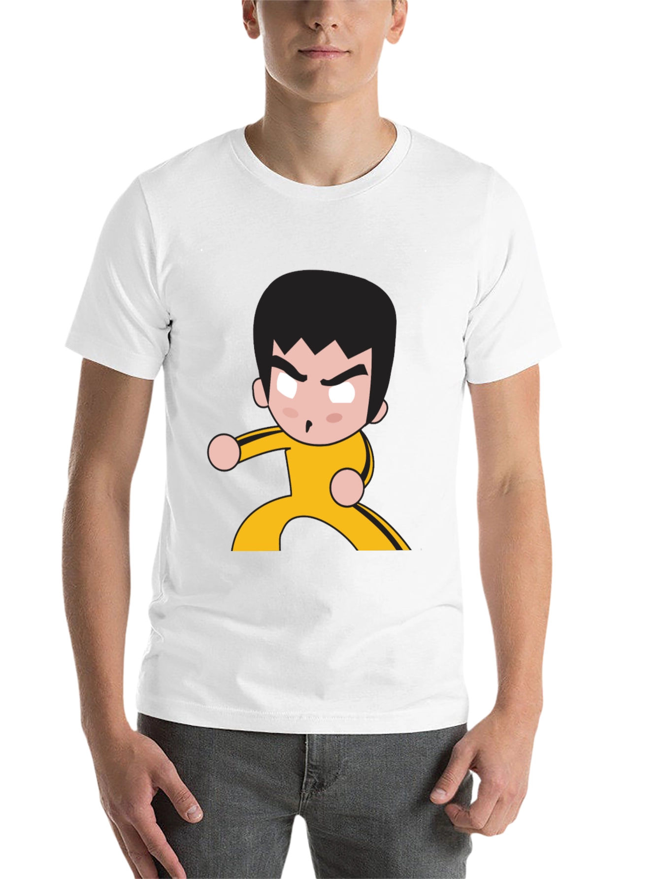 Black Martial Arts Cartoon Graphic Black T-Shirt view 14