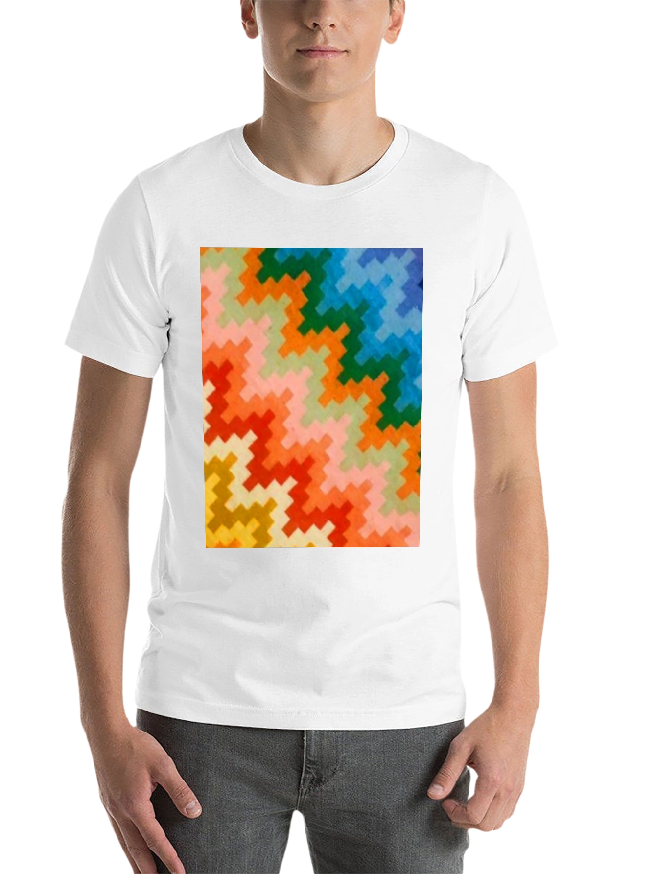 Black Retro Zig-Zag Pattern Tee - Bold & Funky view 14