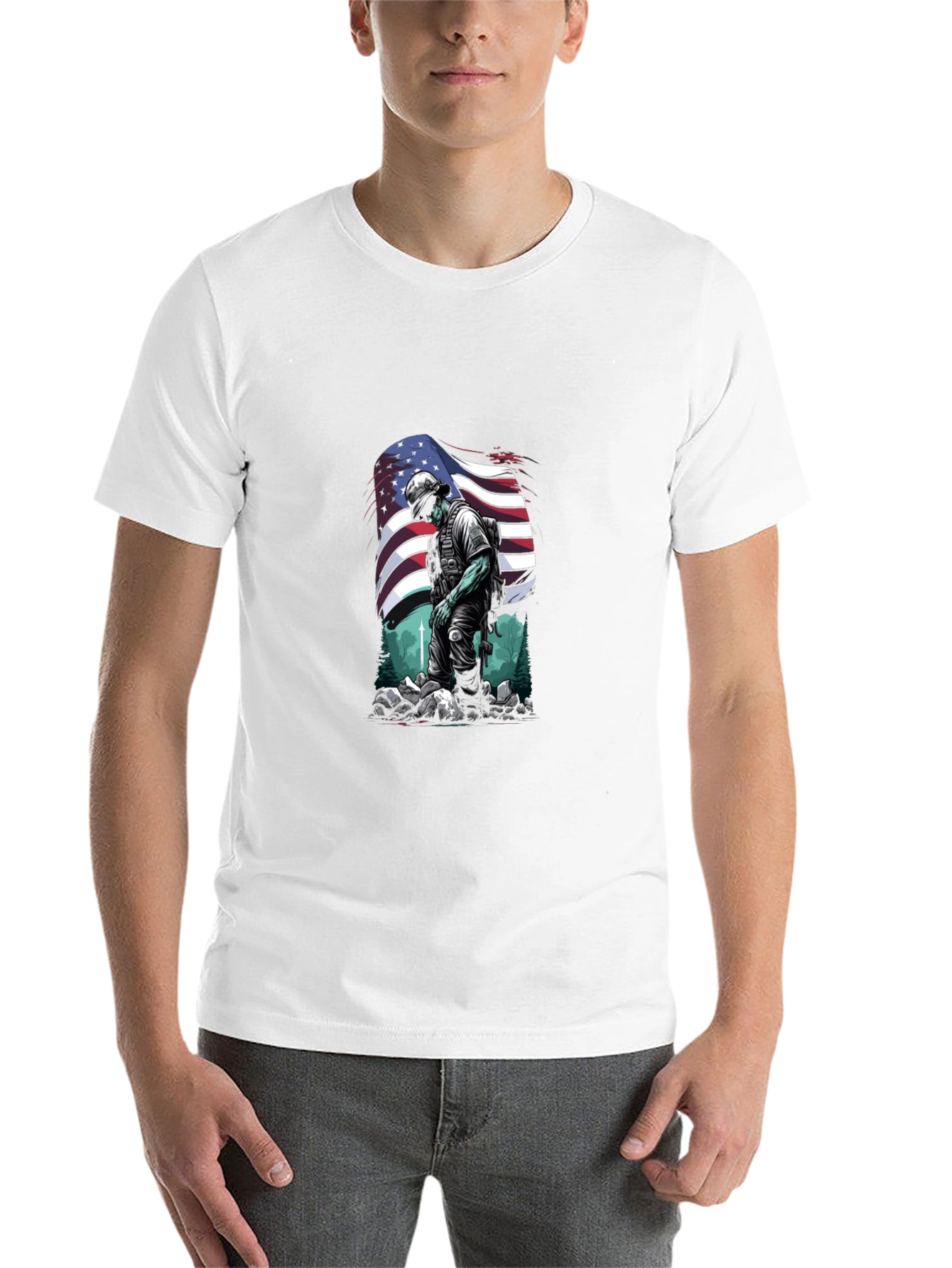 American Soldier Graphic T-Shirt - Patriotic Design - 14