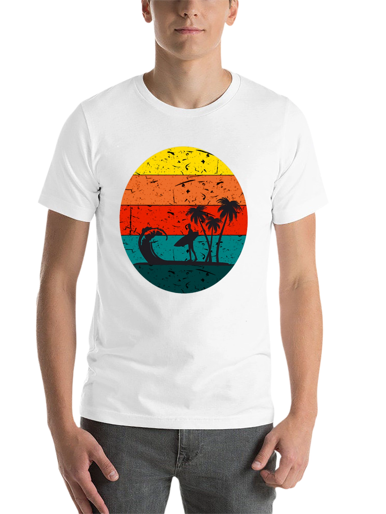 Black Retro Sunset Surfer T-Shirt - Black view 14