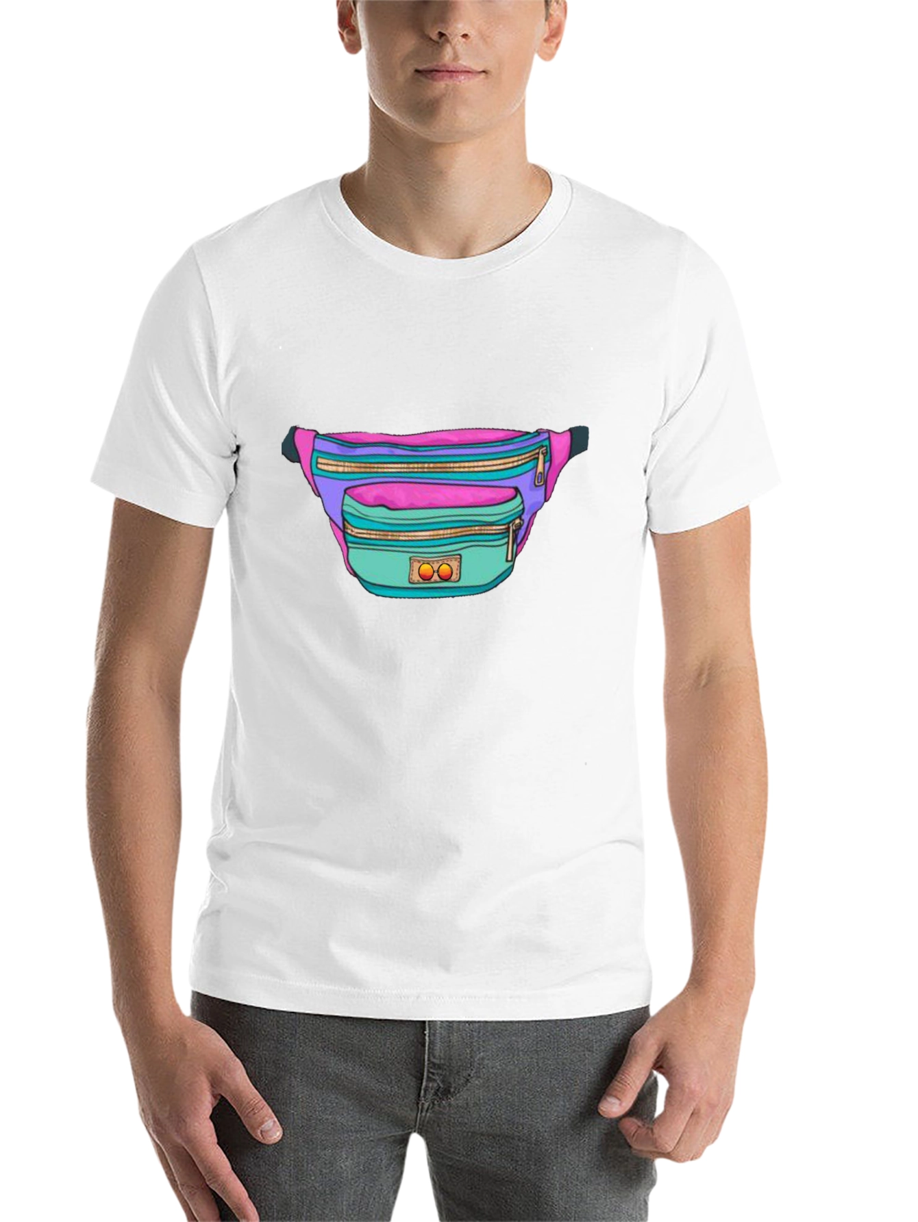 Black Retro Fanny Pack Graphic Tee - 80s/90s Style view 14