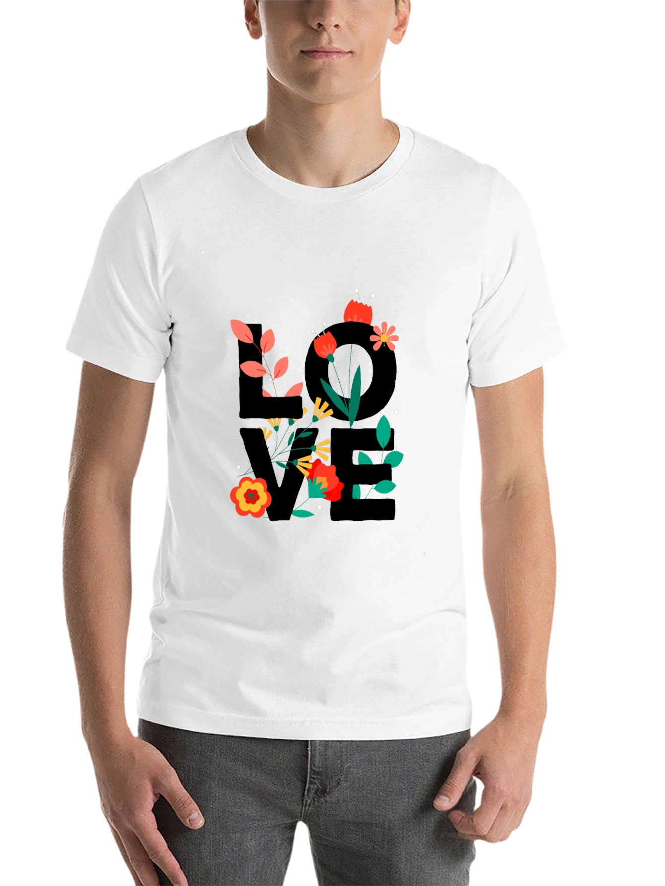 Black Floral LOVE Graphic T-Shirt - Trendy Casual Tee view 14