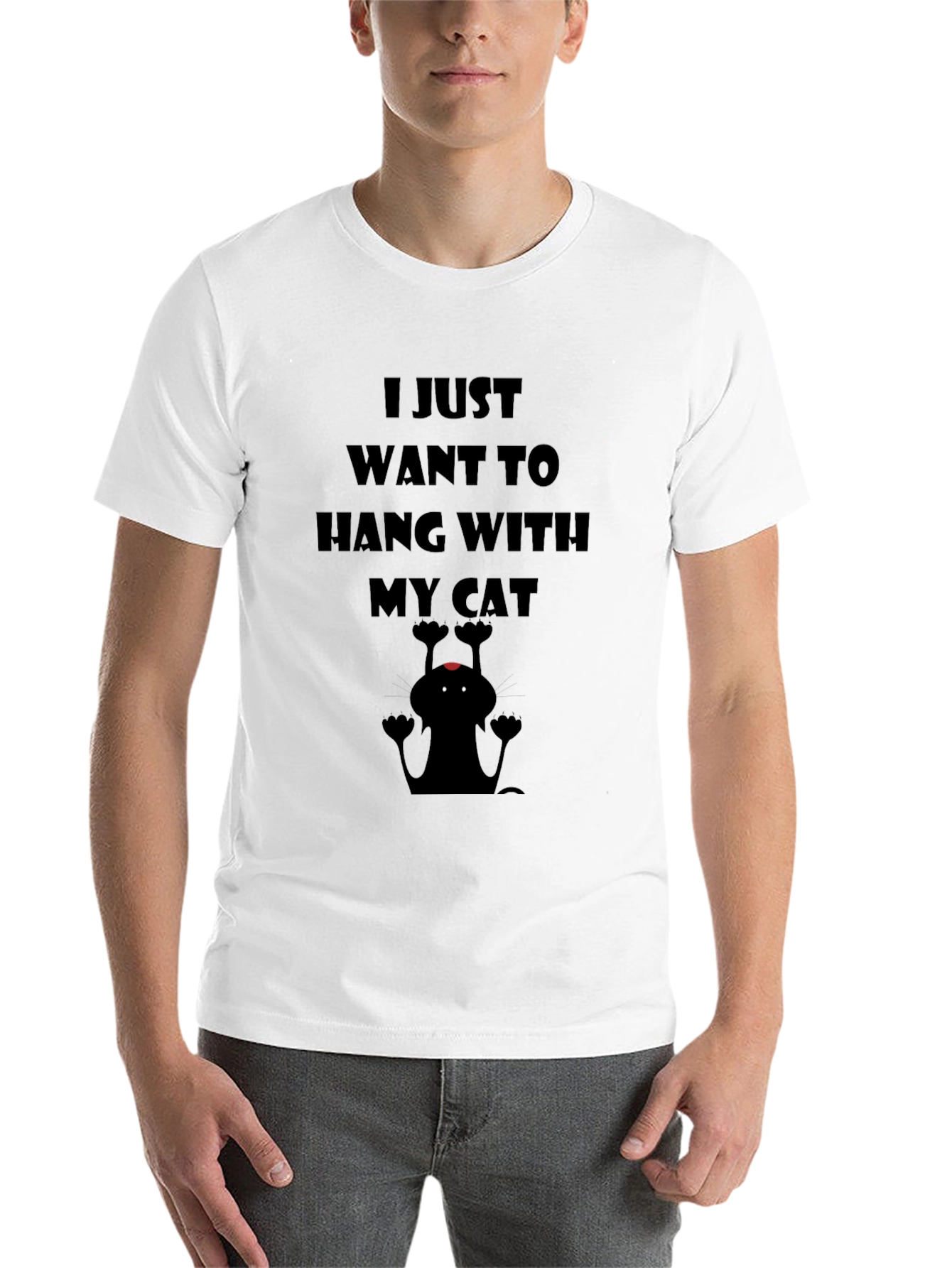 Black Hang With My Cat Graphic Tee - Black view 14