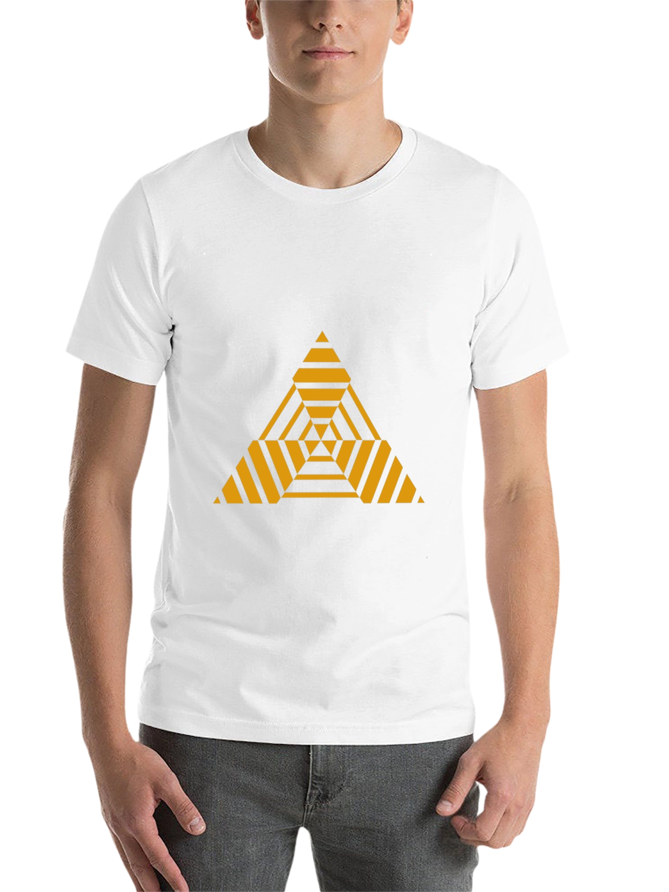 Black Geometric Triangle Graphic Tee - Modern Black T-Shirt view 14