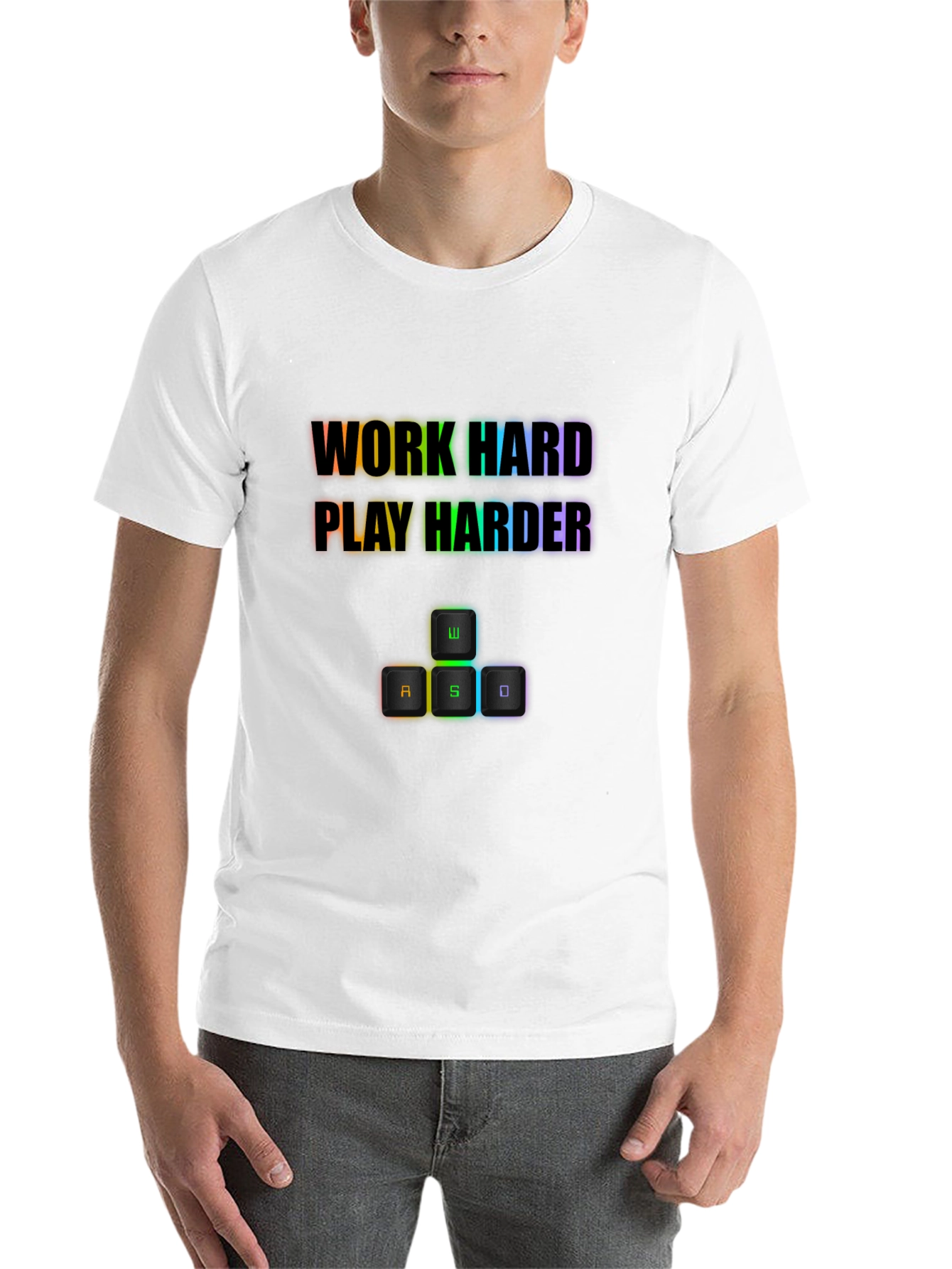 Black Work Hard Play Harder Gaming T-Shirt view 14