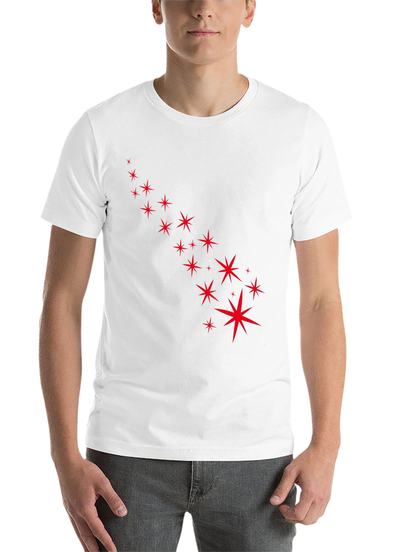 Black Stylish Black Tee with Starry Red Design view 14