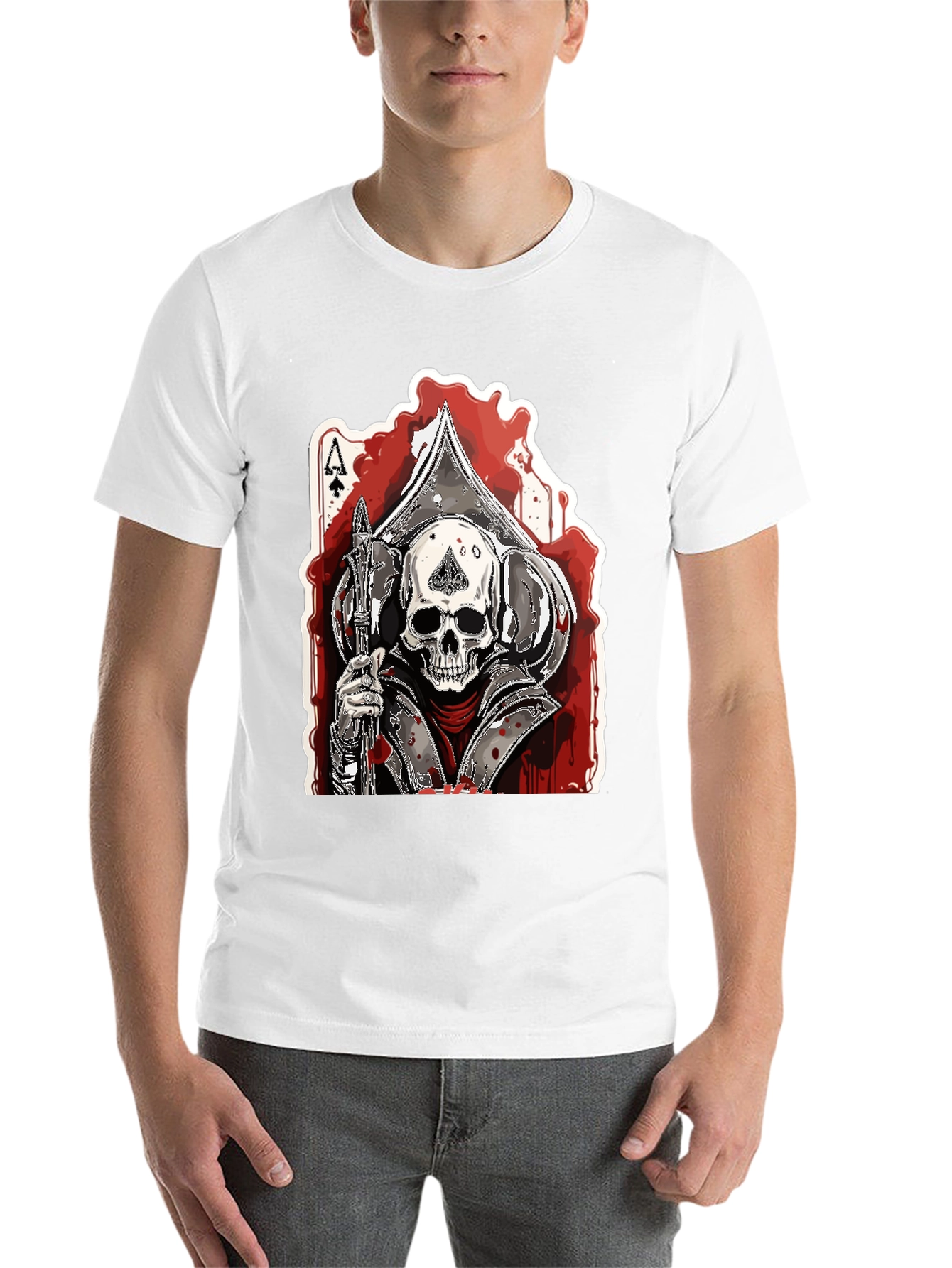 Black Ace of Spades Skull Graphic T-Shirt view 14