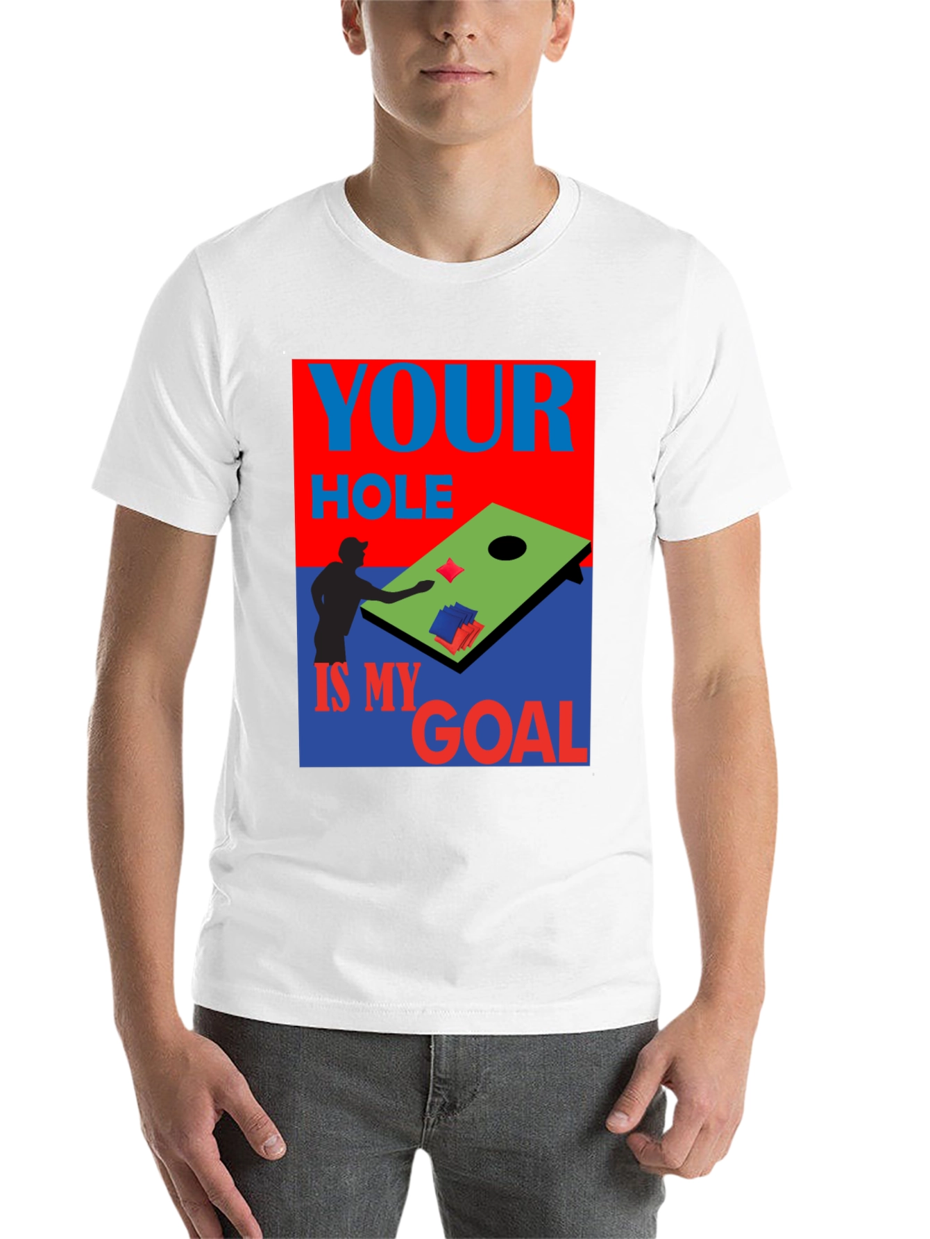 Black Cornhole T-Shirt: Your Hole is My Goal view 14