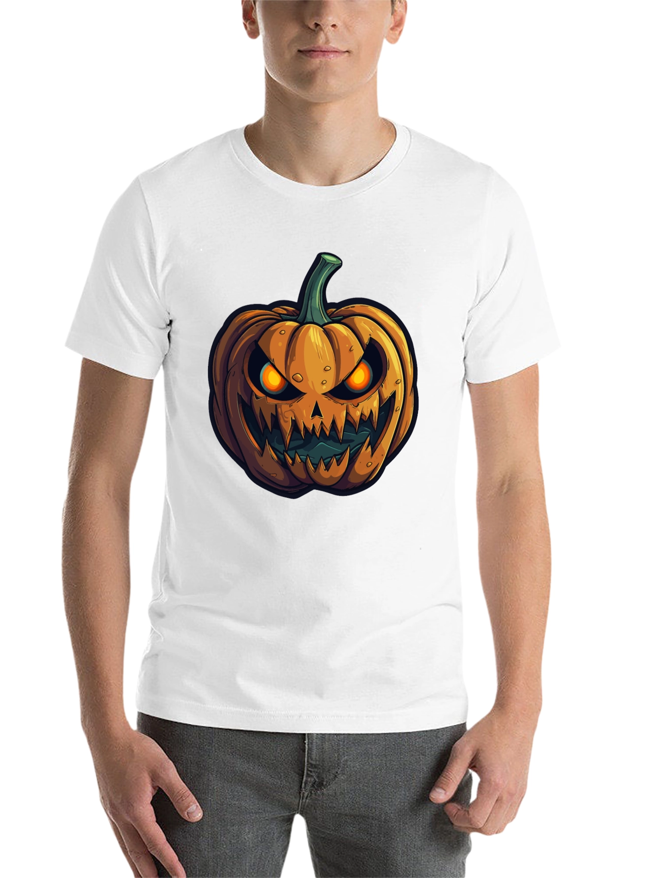 Black Halloween Pumpkin Graphic Tee - Men's Black T-Shirt view 14
