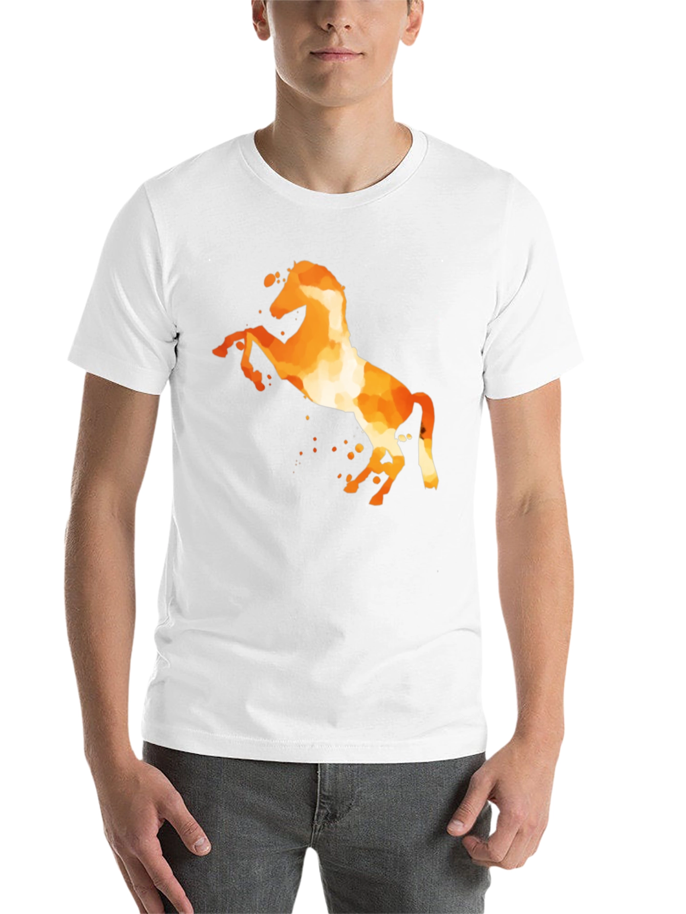 Black Fiery Horse Graphic Tee - Black Cotton Blend view 14