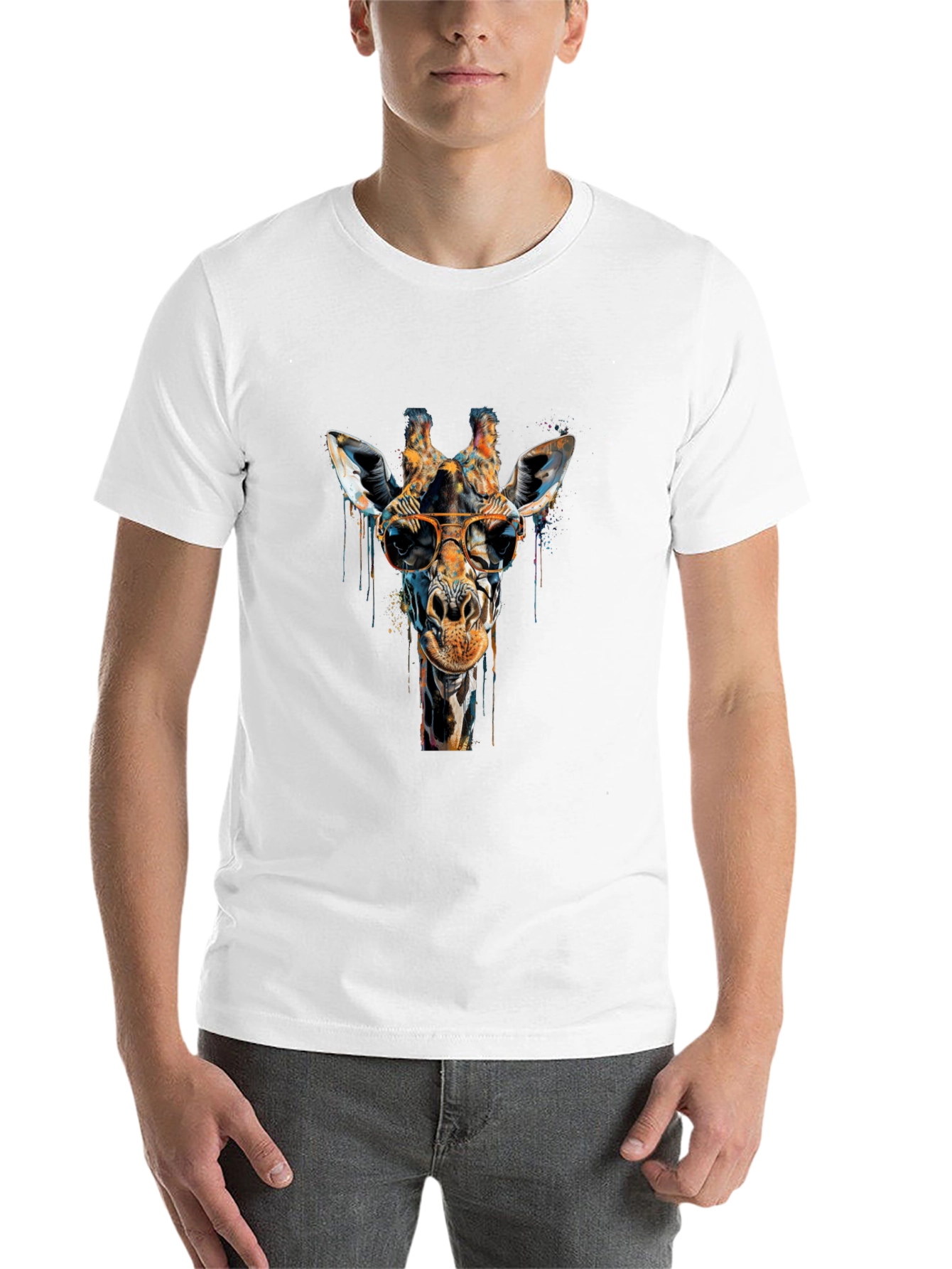 Black Cool Giraffe Graphic Tee - Unisex Black T-Shirt view 14