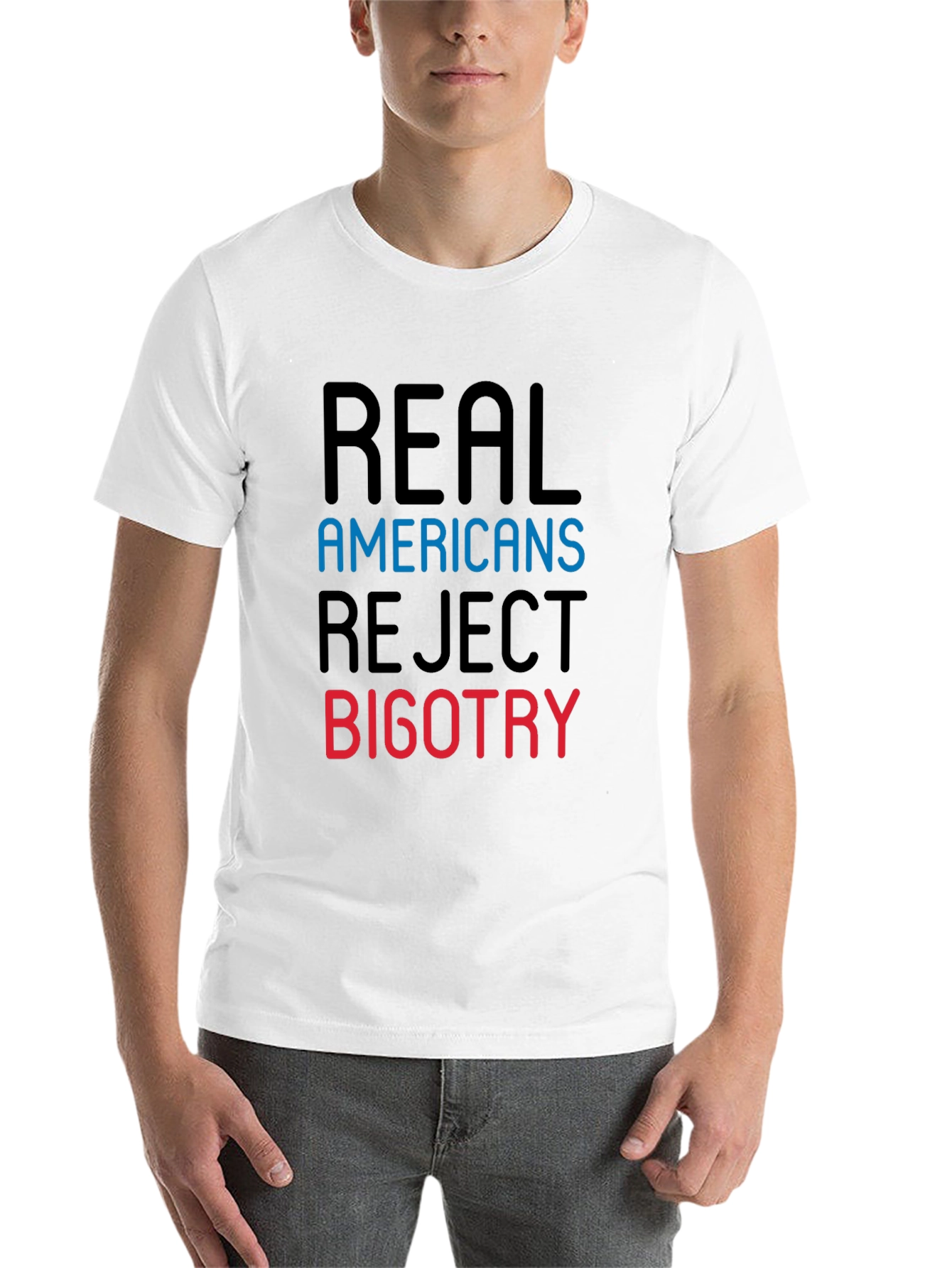 Black Real Americans Reject Bigotry Graphic Tee view 14