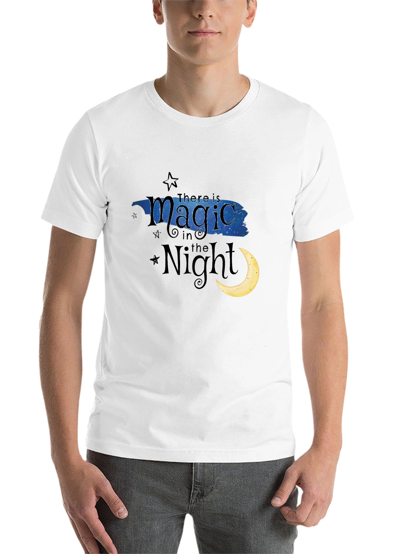 Black Magic in the Night T-Shirt - Crescent Moon & Stars Black Tee view 14