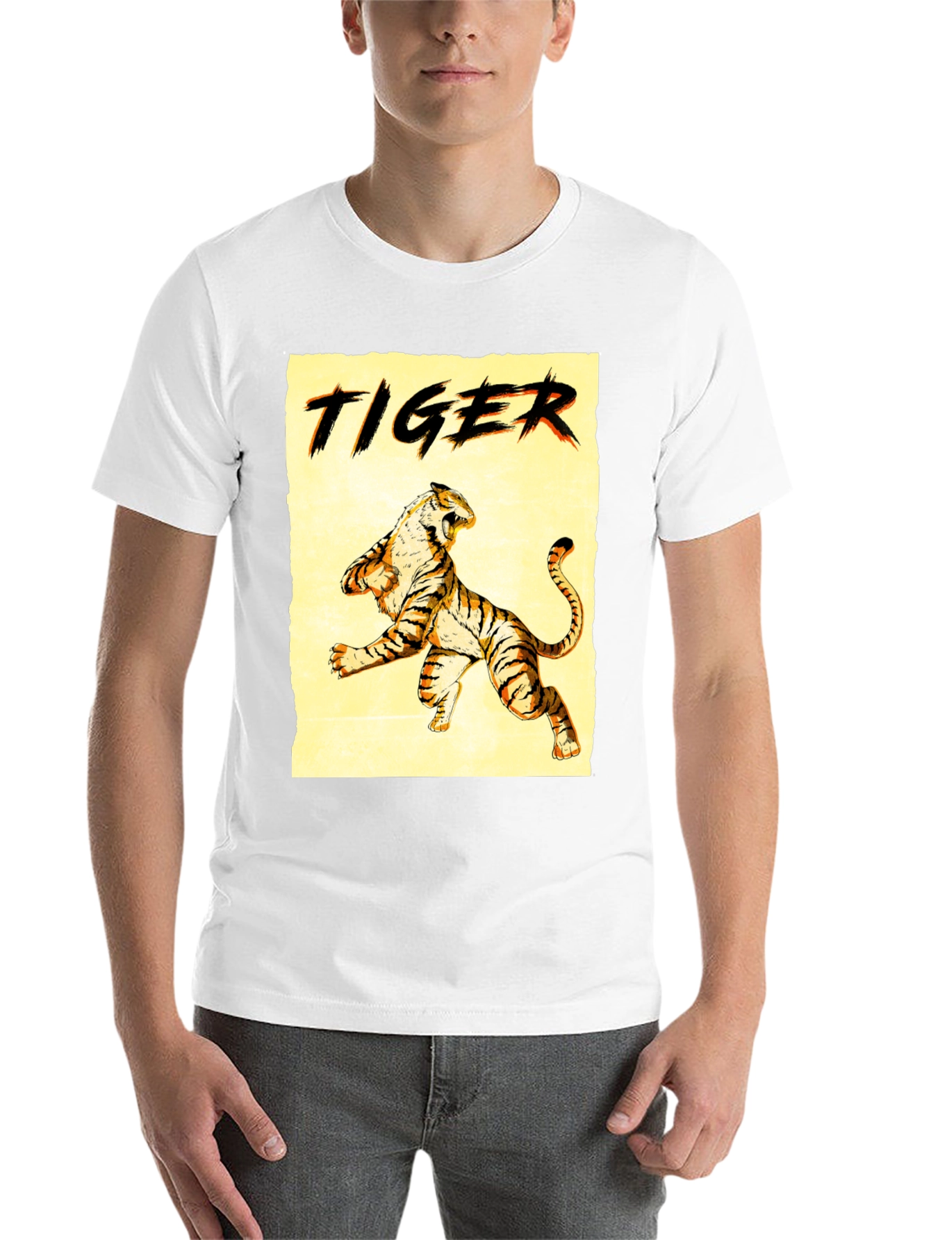 Black Tiger Graphic Print Crew Neck T-Shirt view 14