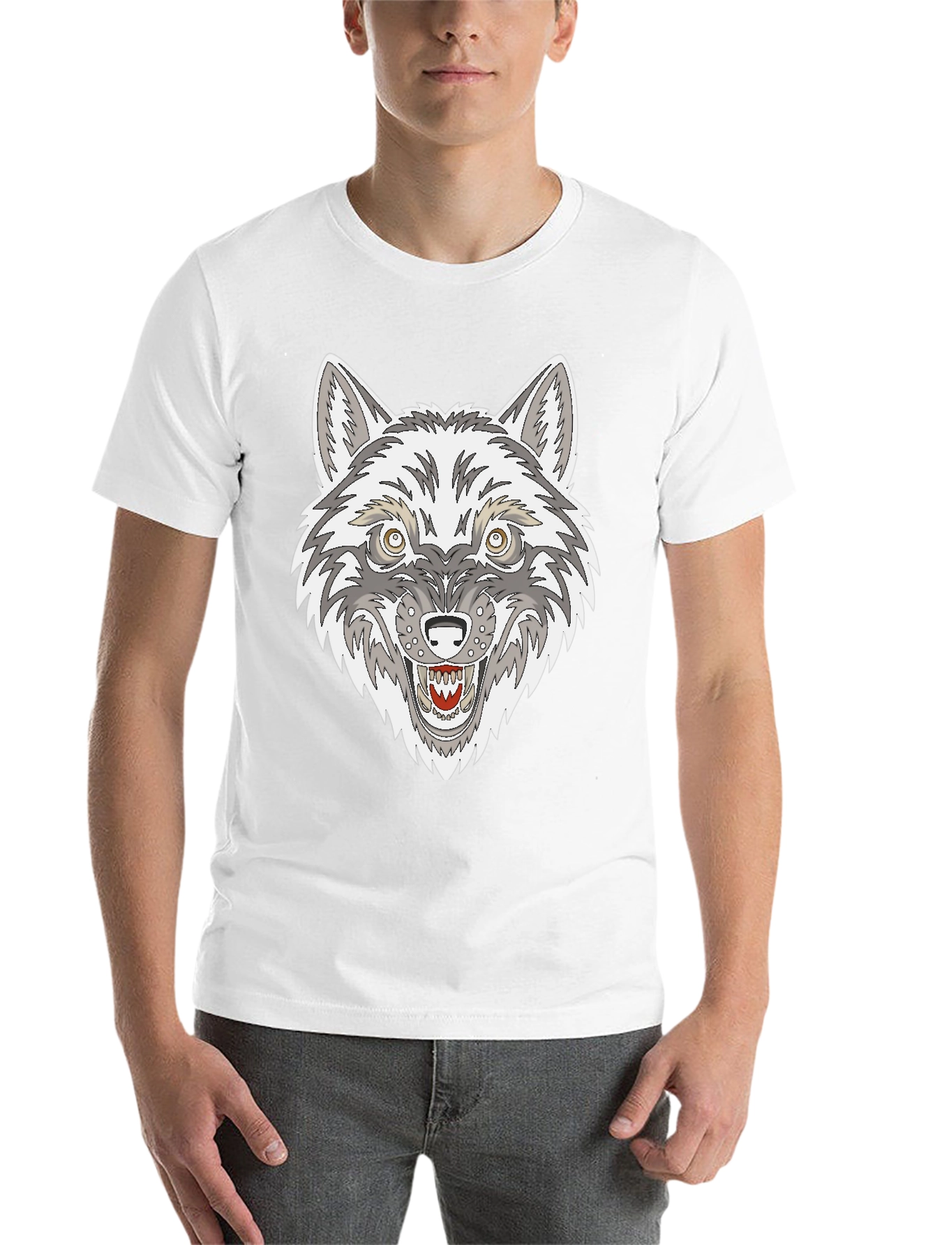 Black Wolf Graphic Print Black T-Shirt view 14