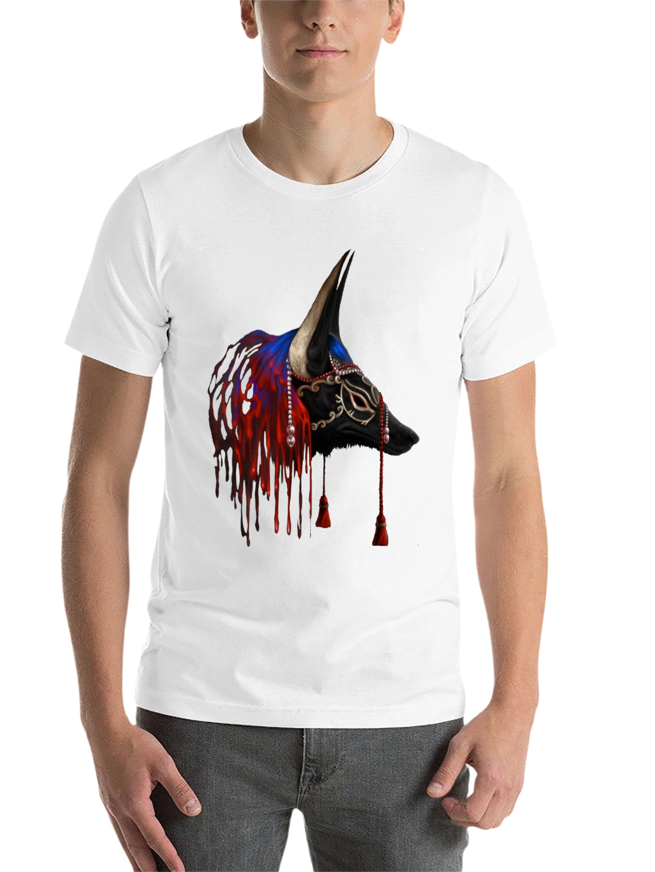 Black Black Bull Mask T-Shirt - Unique Graphic Tee view 14