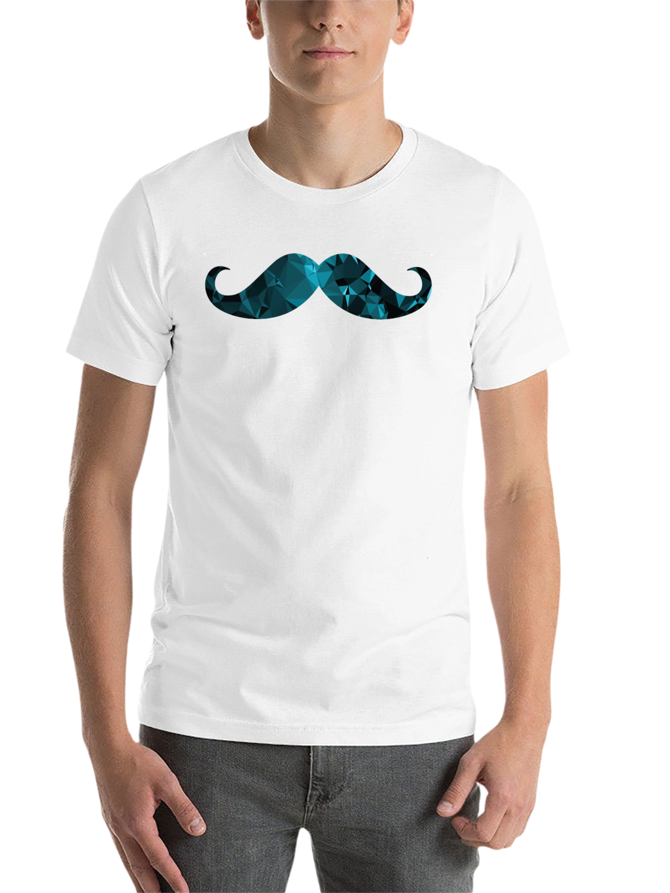 Black Geometric Mustache Graphic Tee view 14