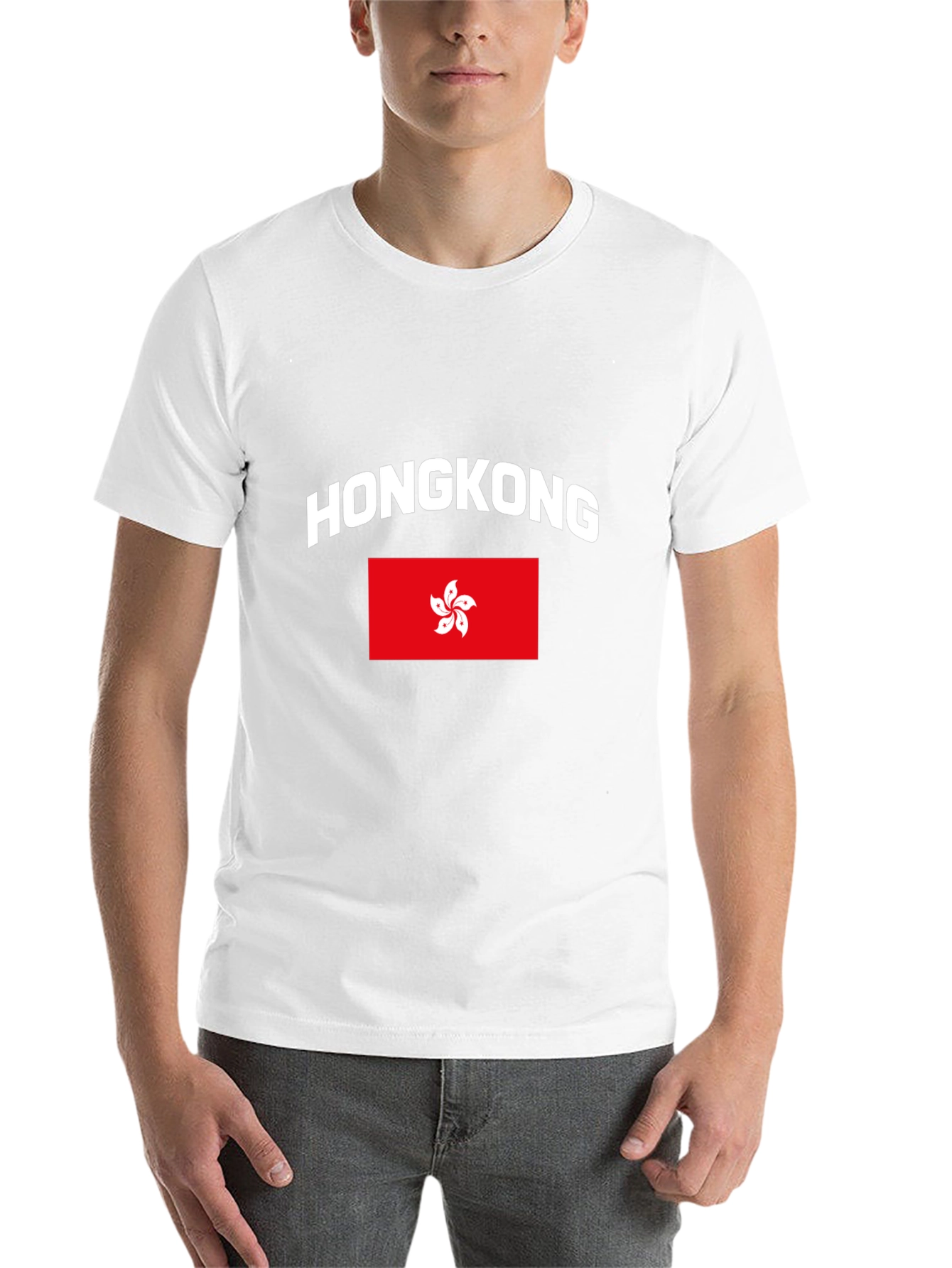 Hong Kong Flag Graphic Tee - Black Cotton T-Shirt - 14