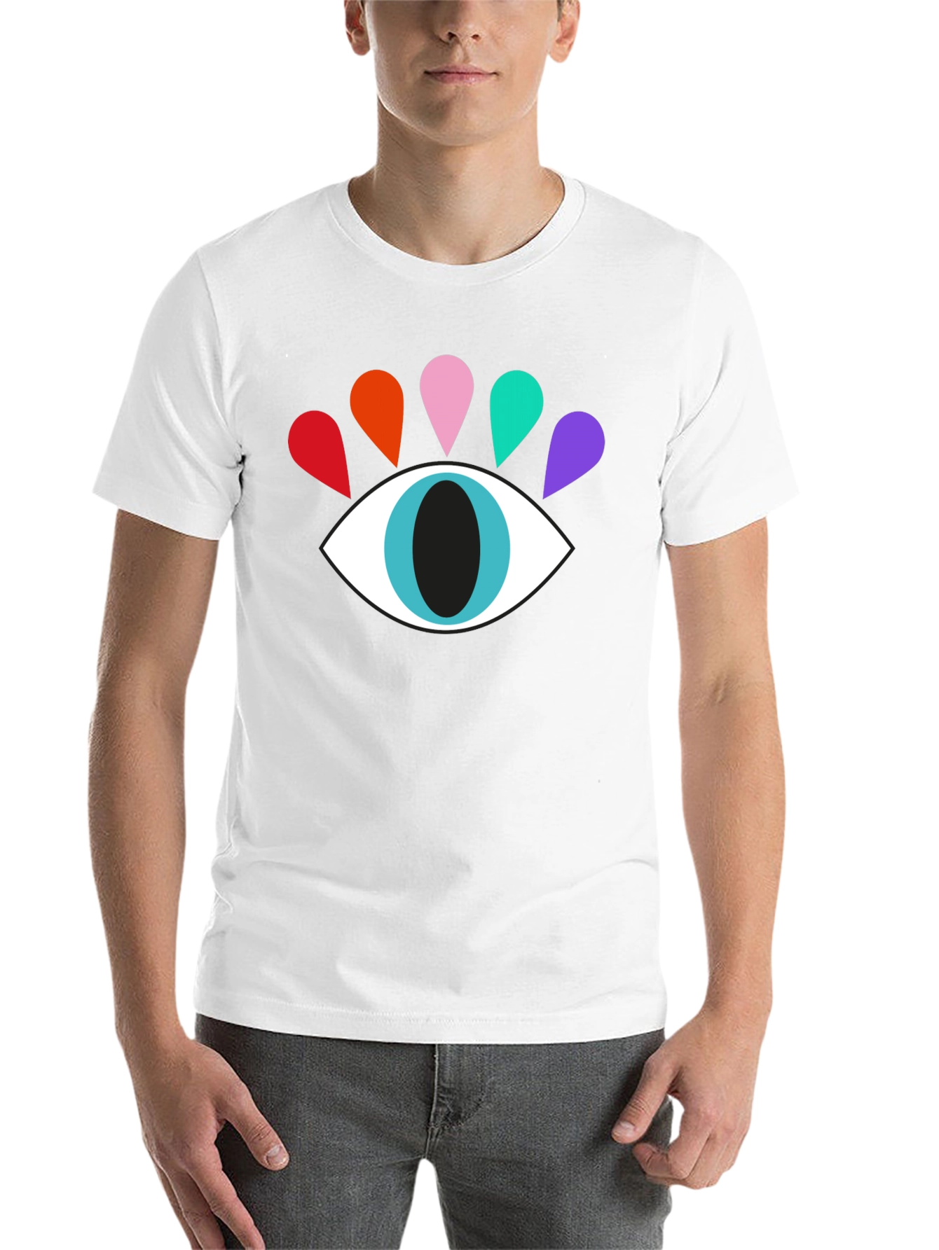 Black Colorful Eye Graphic Tee - Modern Casual Style view 14
