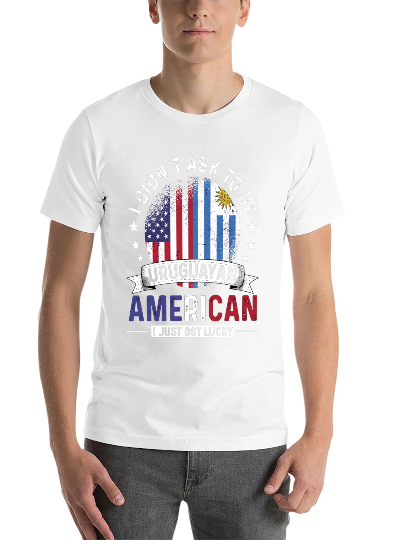 Black Uruguayan American Pride T-Shirt view 14