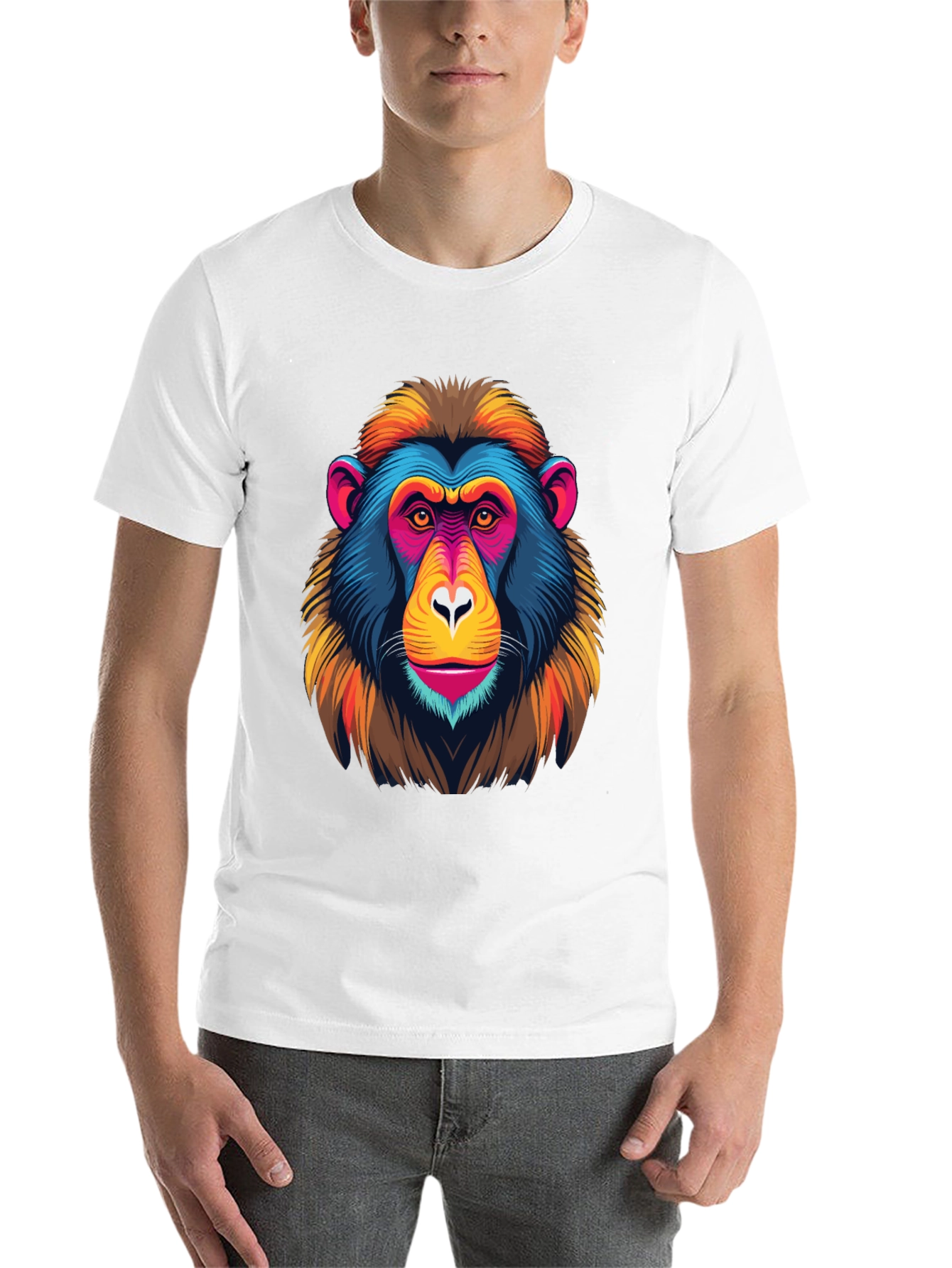 Black Colorful Monkey Graphic Tee - Funky Animal Print view 14