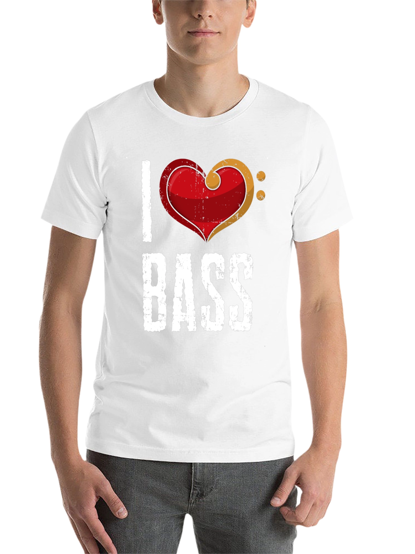 Black I Love Bass T-Shirt - Music Heart Tee view 14