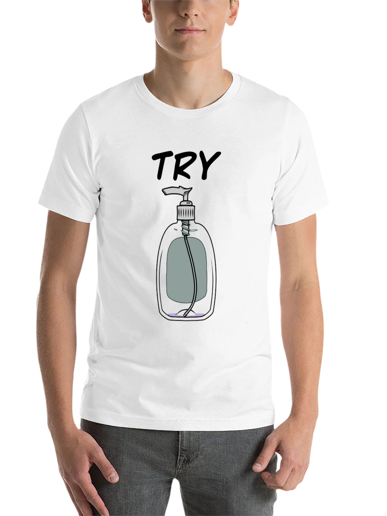 Black Try Hand Sanitizer Graphic T-Shirt view 14