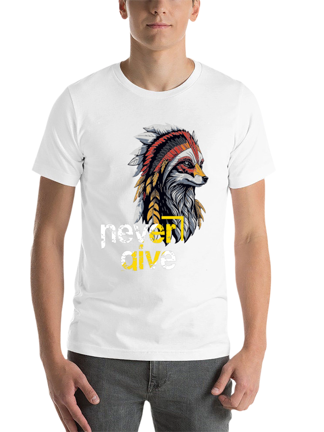 Black Native American Fox Graphic T-Shirt view 14