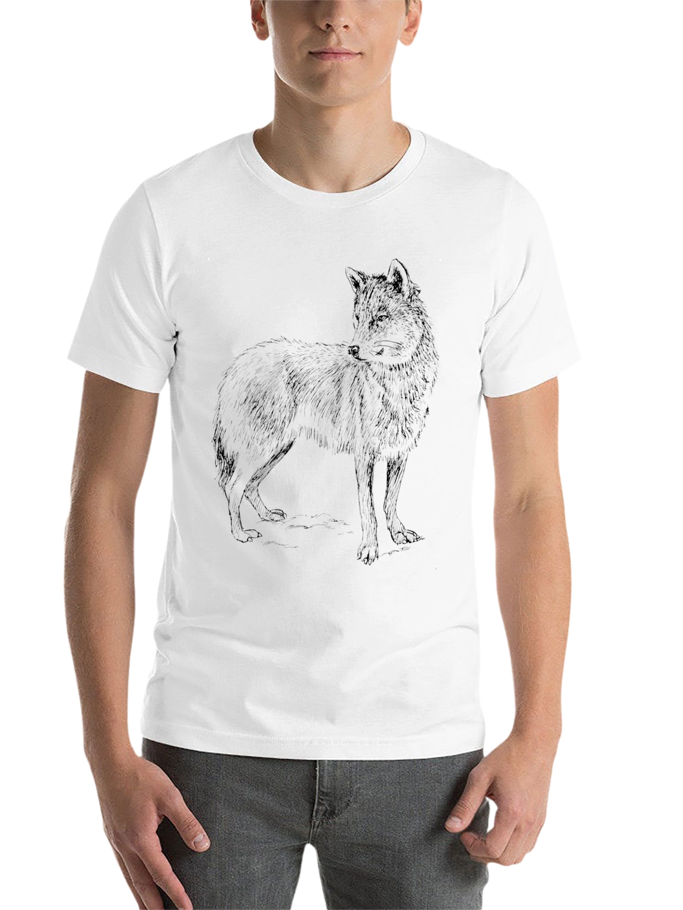 Black Black Wolf Graphic Tee - Stylish Animal Print T-Shirt view 14
