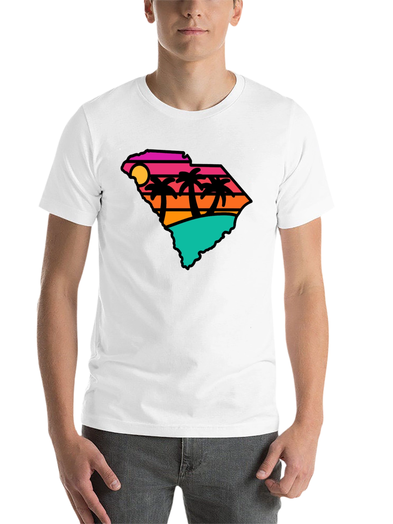 Black South Carolina Retro Beach T-Shirt view 14