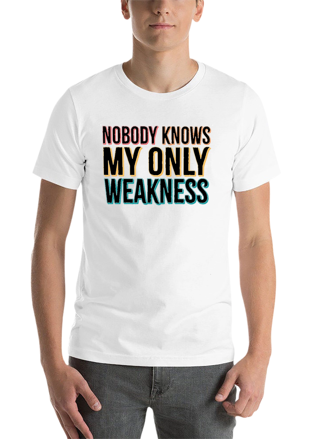 Black Nobody Knows My Only Weakness Graphic Tee view 14