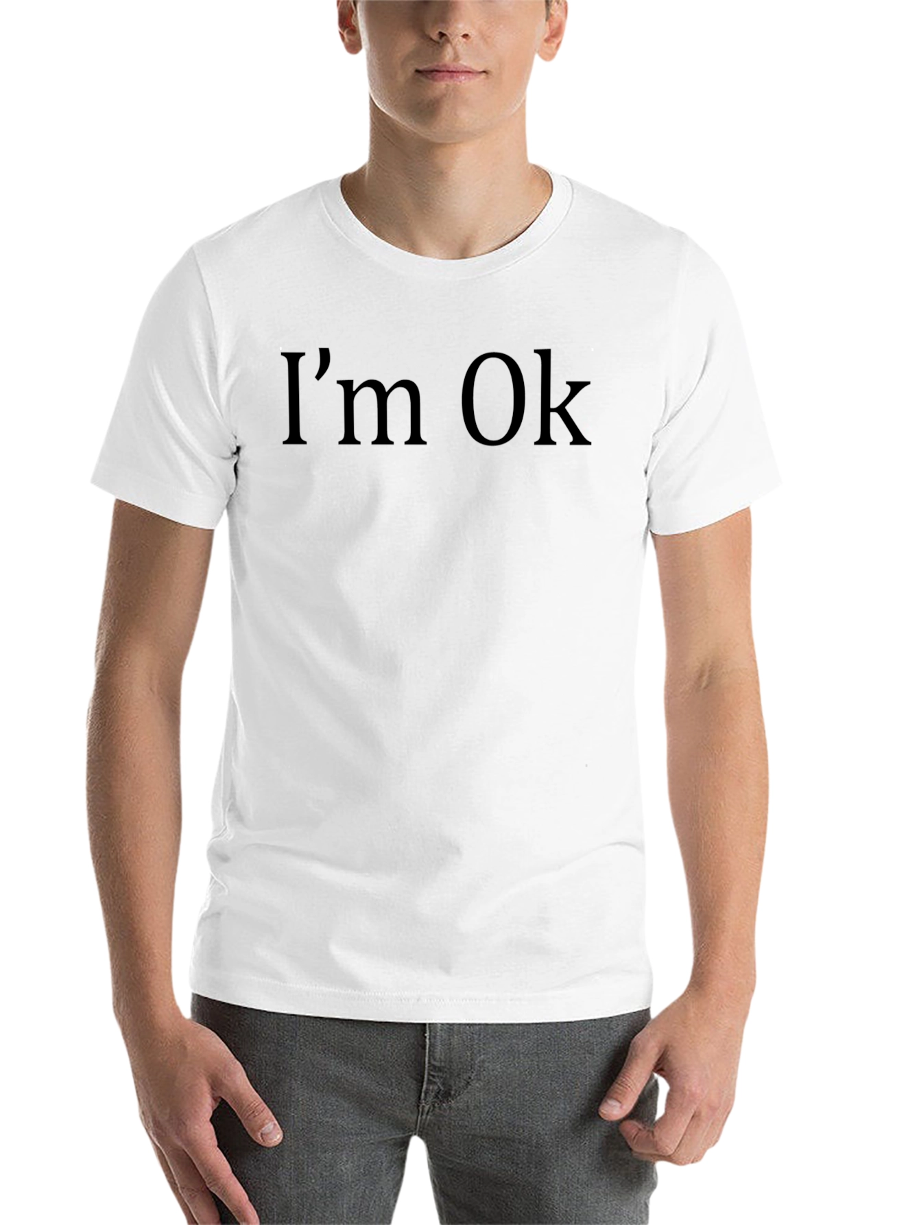 Black I'm Ok Graphic Tee - Black Casual T-Shirt view 14